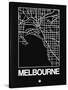 Black Map of Melbourne-NaxArt-Stretched Canvas