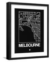 Black Map of Melbourne-NaxArt-Framed Art Print