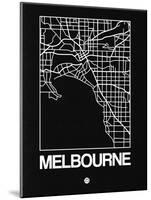 Black Map of Melbourne-NaxArt-Mounted Art Print