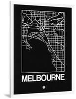 Black Map of Melbourne-NaxArt-Framed Art Print