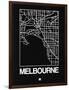 Black Map of Melbourne-NaxArt-Framed Art Print