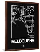 Black Map of Melbourne-NaxArt-Framed Art Print