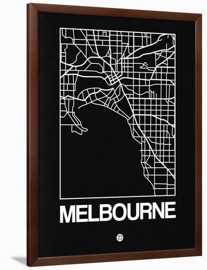 Black Map of Melbourne-NaxArt-Framed Art Print