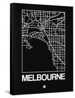 Black Map of Melbourne-NaxArt-Framed Stretched Canvas