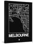 Black Map of Melbourne-NaxArt-Stretched Canvas