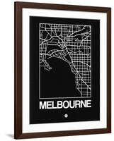 Black Map of Melbourne-NaxArt-Framed Art Print