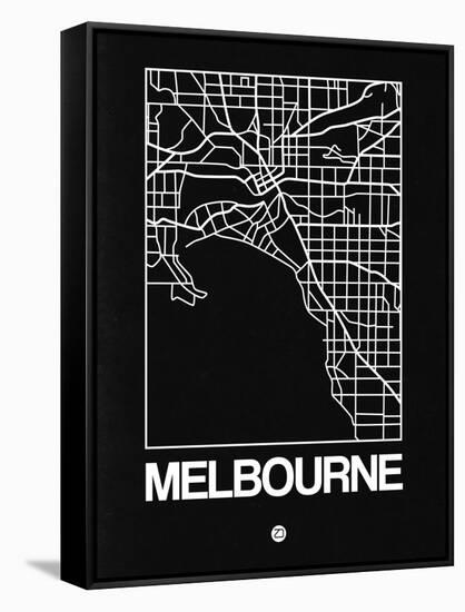 Black Map of Melbourne-NaxArt-Framed Stretched Canvas