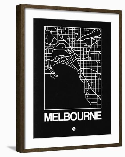 Black Map of Melbourne-NaxArt-Framed Art Print