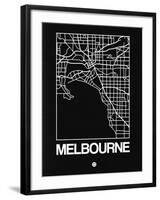 Black Map of Melbourne-NaxArt-Framed Art Print