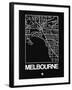 Black Map of Melbourne-NaxArt-Framed Art Print