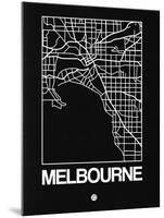 Black Map of Melbourne-NaxArt-Mounted Art Print