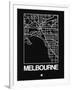 Black Map of Melbourne-NaxArt-Framed Art Print