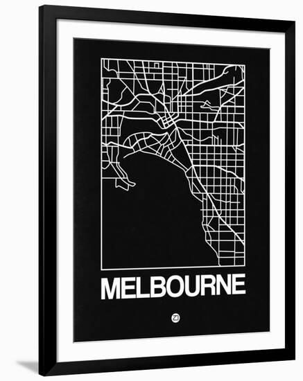 Black Map of Melbourne-NaxArt-Framed Art Print