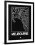 Black Map of Melbourne-NaxArt-Framed Art Print