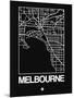 Black Map of Melbourne-NaxArt-Mounted Art Print