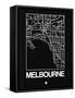 Black Map of Melbourne-NaxArt-Framed Stretched Canvas