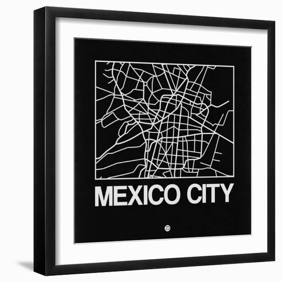 Black Map of Mexico City-NaxArt-Framed Premium Giclee Print