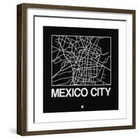 Black Map of Mexico City-NaxArt-Framed Premium Giclee Print