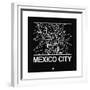 Black Map of Mexico City-NaxArt-Framed Premium Giclee Print