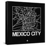 Black Map of Mexico City-NaxArt-Framed Stretched Canvas