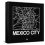 Black Map of Mexico City-NaxArt-Framed Stretched Canvas