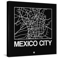 Black Map of Mexico City-NaxArt-Stretched Canvas