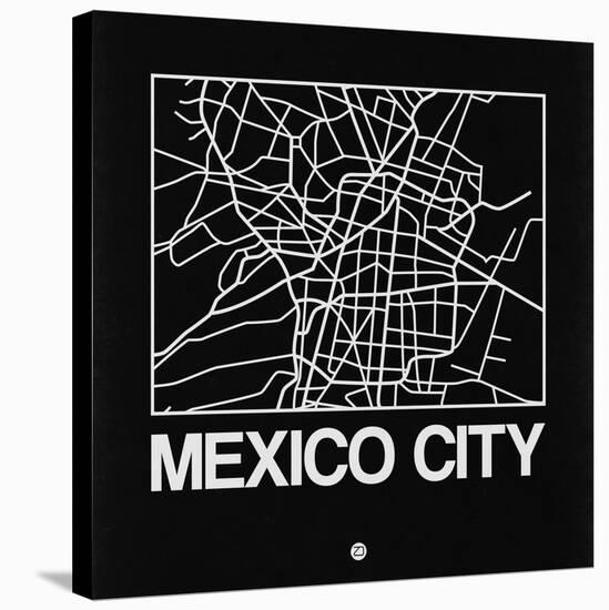 Black Map of Mexico City-NaxArt-Stretched Canvas