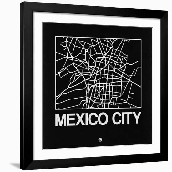 Black Map of Mexico City-NaxArt-Framed Art Print