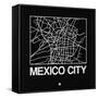 Black Map of Mexico City-NaxArt-Framed Stretched Canvas