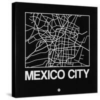 Black Map of Mexico City-NaxArt-Stretched Canvas