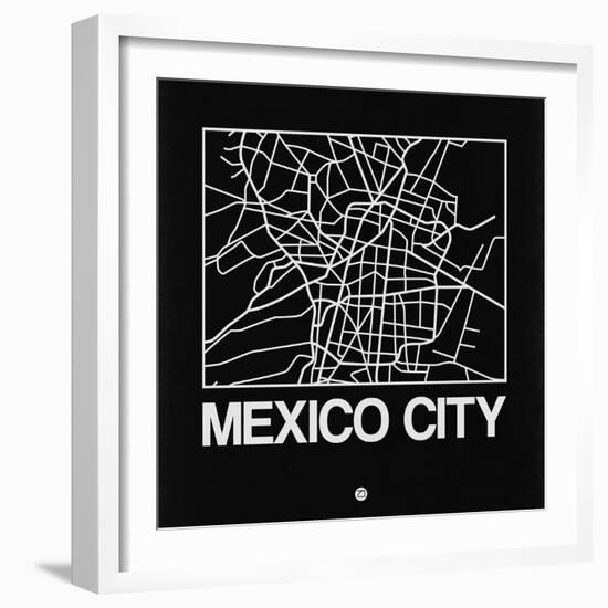 Black Map of Mexico City-NaxArt-Framed Art Print