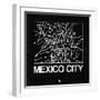 Black Map of Mexico City-NaxArt-Framed Art Print