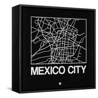 Black Map of Mexico City-NaxArt-Framed Stretched Canvas