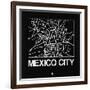 Black Map of Mexico City-NaxArt-Framed Art Print