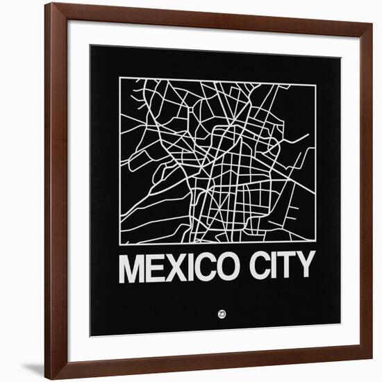 Black Map of Mexico City-NaxArt-Framed Art Print