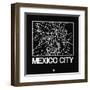 Black Map of Mexico City-NaxArt-Framed Art Print