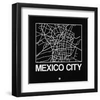 Black Map of Mexico City-NaxArt-Framed Art Print