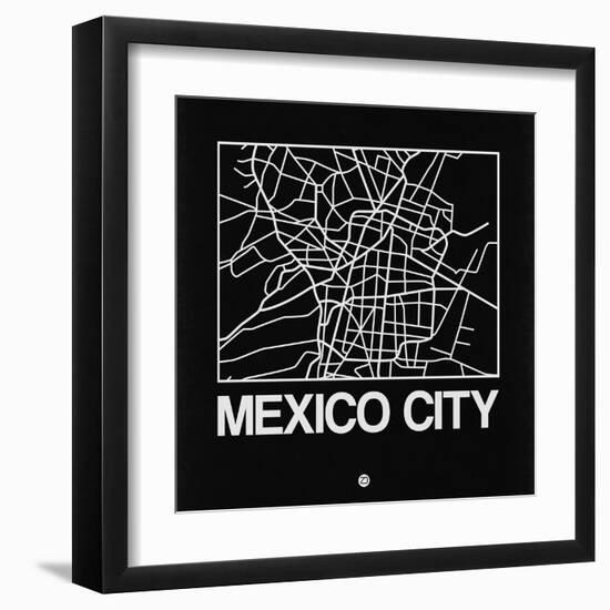 Black Map of Mexico City-NaxArt-Framed Art Print