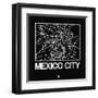 Black Map of Mexico City-NaxArt-Framed Art Print