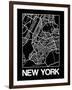 Black Map of New York-NaxArt-Framed Art Print