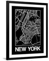 Black Map of New York-NaxArt-Framed Art Print