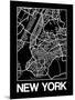 Black Map of New York-NaxArt-Mounted Art Print