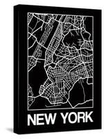 Black Map of New York-NaxArt-Stretched Canvas