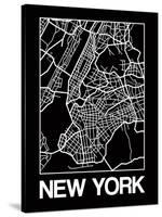 Black Map of New York-NaxArt-Stretched Canvas