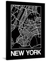 Black Map of New York-NaxArt-Stretched Canvas