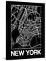 Black Map of New York-NaxArt-Stretched Canvas