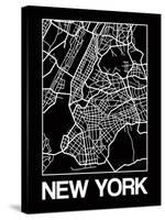 Black Map of New York-NaxArt-Stretched Canvas