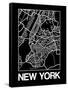 Black Map of New York-NaxArt-Framed Stretched Canvas