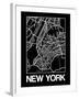 Black Map of New York-NaxArt-Framed Art Print