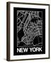 Black Map of New York-NaxArt-Framed Art Print